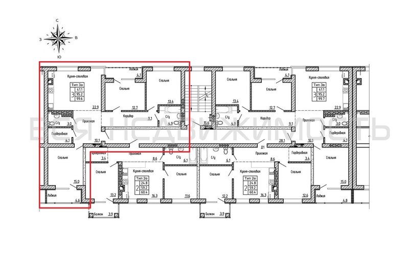 3-комнатная квартира, 99.6кв.м - изображение 1