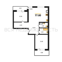 2-комнатная квартира, 77.8кв.м 2-комнатная квартира, 77.8кв.м - изображение 1