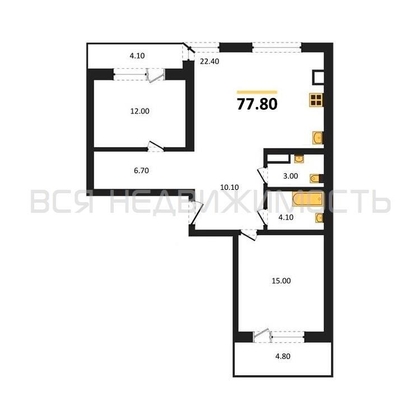 2-комнатная квартира, 77.8кв.м - изображение