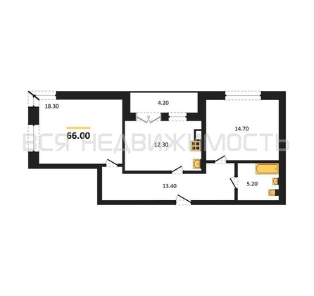 2-комнатная квартира, 66кв.м - изображение