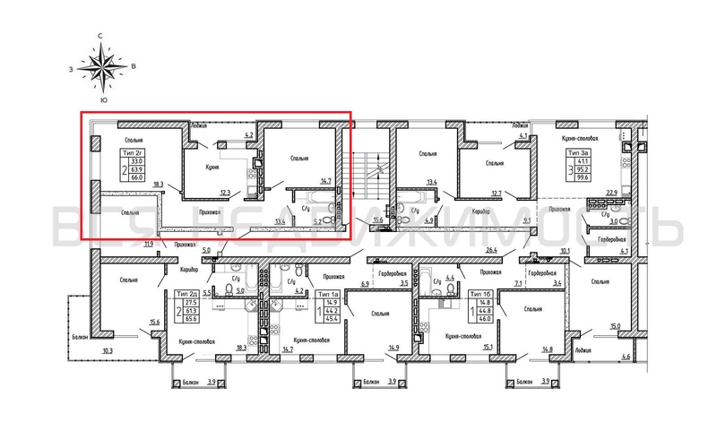 2-комнатная квартира, 66кв.м - изображение 1