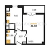 1-комнатная квартира, 31.5кв.м - изображение 1