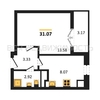 1-комнатная квартира, 31.07кв.м - изображение 1