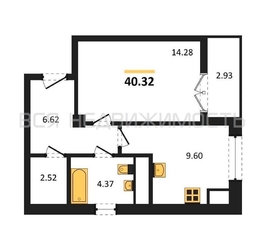 1-комнатная квартира, 40.32кв.м - изображение 1