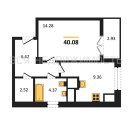 1-комнатная квартира, 40.08кв.м - изображение 1