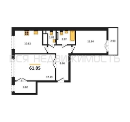 2-комнатная квартира, 61.05кв.м - изображение 1
