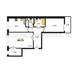 2-комнатная квартира, 60.75кв.м - изображение 1