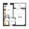 1-комнатная квартира, 31.92кв.м - изображение 1