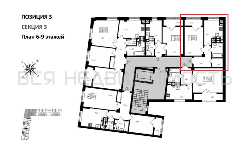 1-комнатная квартира, 40.11кв.м - изображение 1