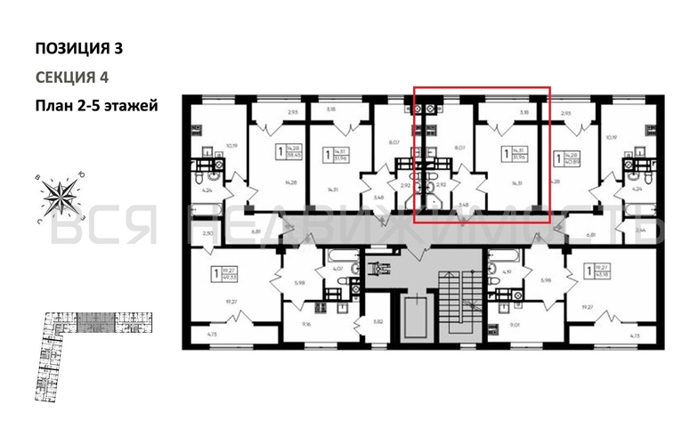 1-комнатная квартира, 31.96кв.м - изображение 1