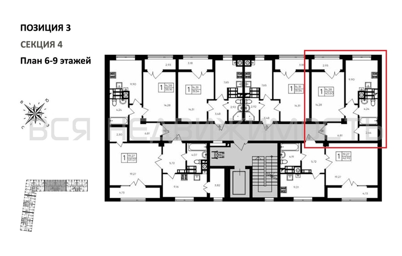 1-комнатная квартира, 40.6кв.м - изображение 1
