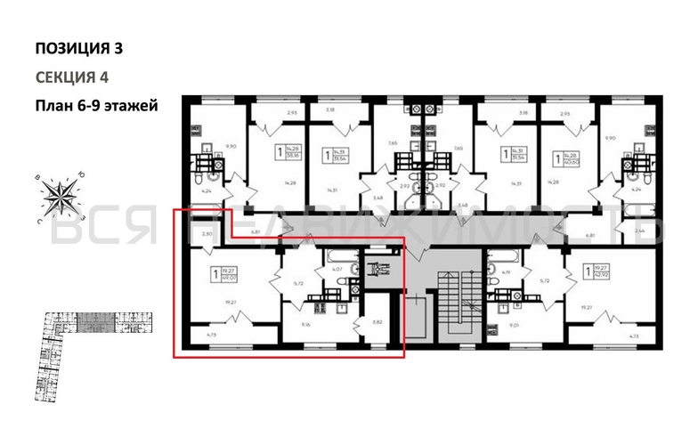 1-комнатная квартира, 49.07кв.м - изображение 1