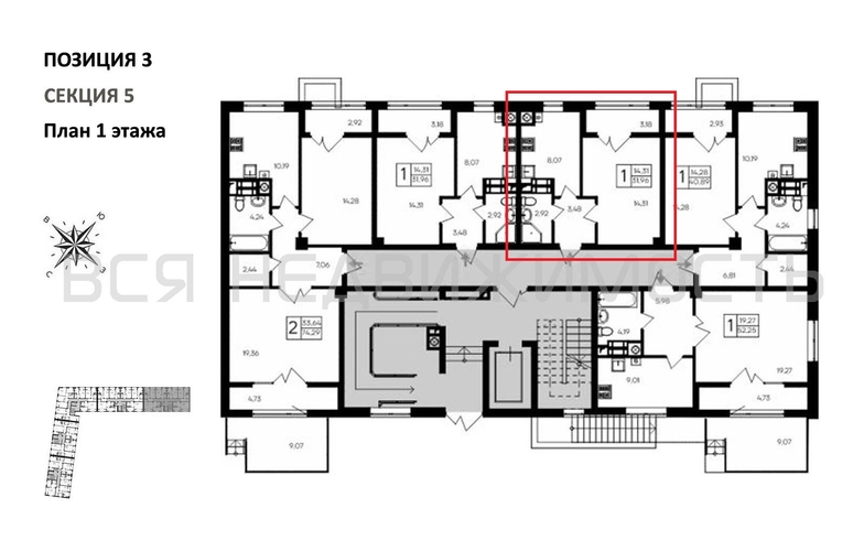 1-комнатная квартира, 31.96кв.м - изображение 1