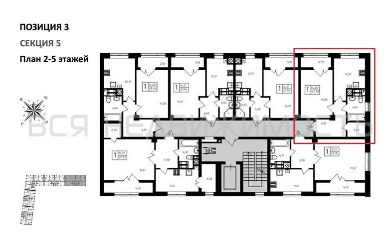 1-комнатная квартира, 40.89кв.м - изображение 1