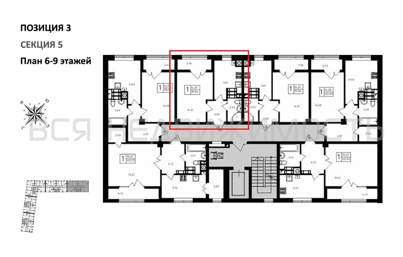 1-комнатная квартира, 31.54кв.м - изображение 1