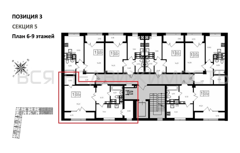 1-комнатная квартира, 49.07кв.м - изображение 1
