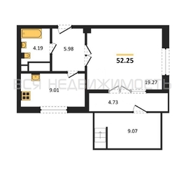 1-комнатная квартира, 52.25кв.м - изображение 1
