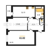 2-комнатная квартира, 61.02кв.м - изображение 1 2-комнатная квартира, 61.02кв.м - изображение 1
