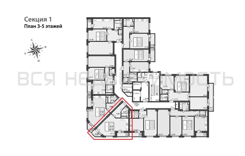 квартира-студия, 38,75кв.м. - изображение 1