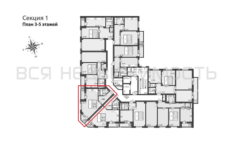 квартира-студия, 38,76кв.м. - изображение 1