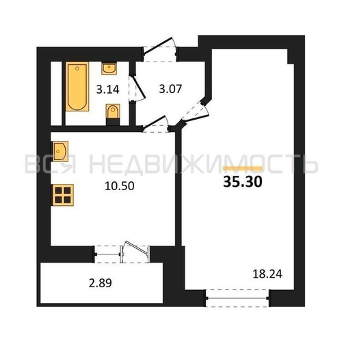 1-комнатная квартира, 36.4кв.м - изображение 0