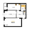 2-комнатная квартира, 62.21кв.м - изображение 1