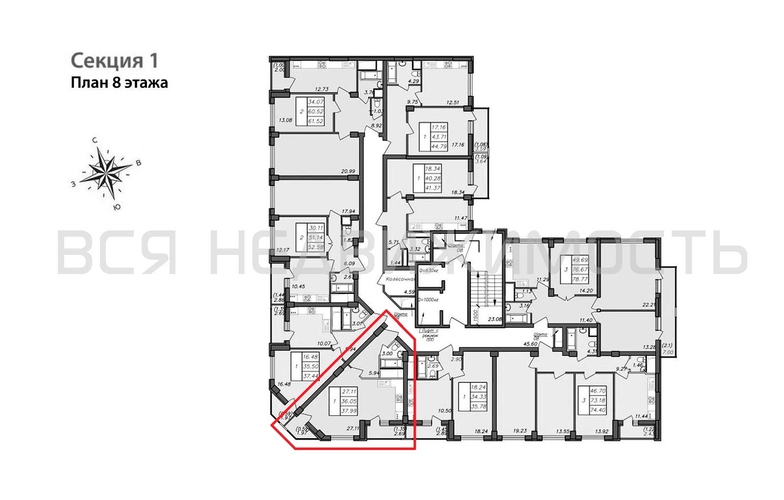 квартира-студия, 37,99кв.м. - изображение 1