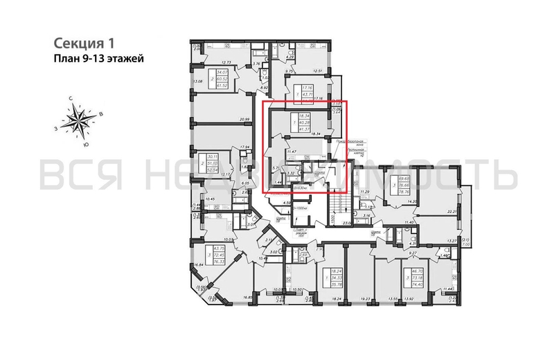 1-комнатная квартира, 41.37кв.м - изображение 1