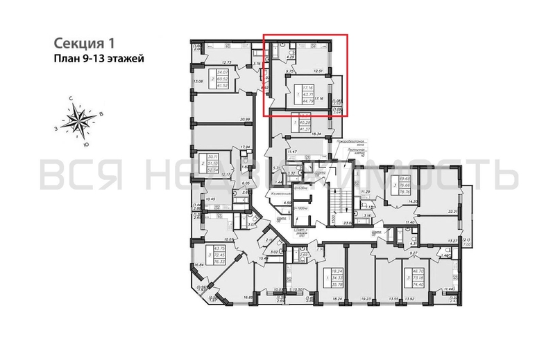 1-комнатная квартира, 44.79кв.м - изображение 1