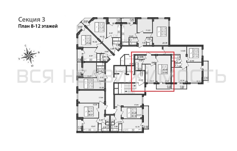 1-комнатная квартира, 43.55кв.м - изображение 1