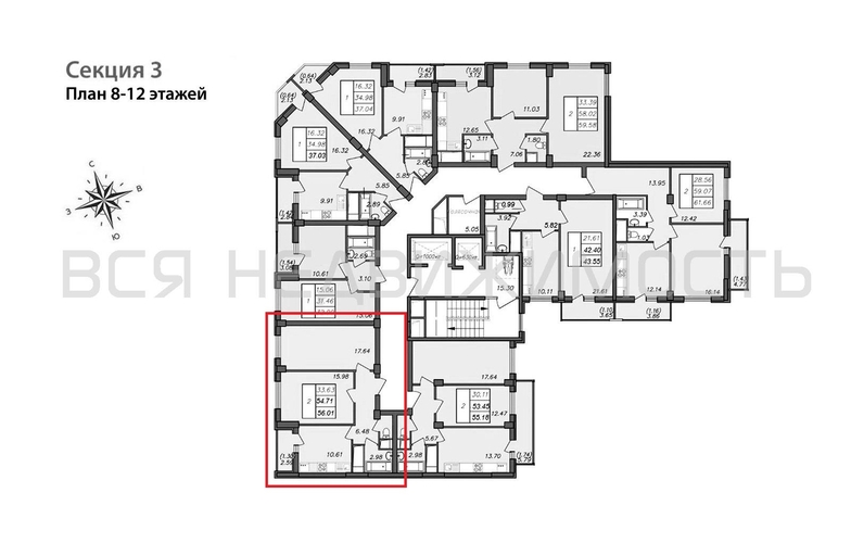 2-комнатная квартира, 56.01кв.м - изображение 1