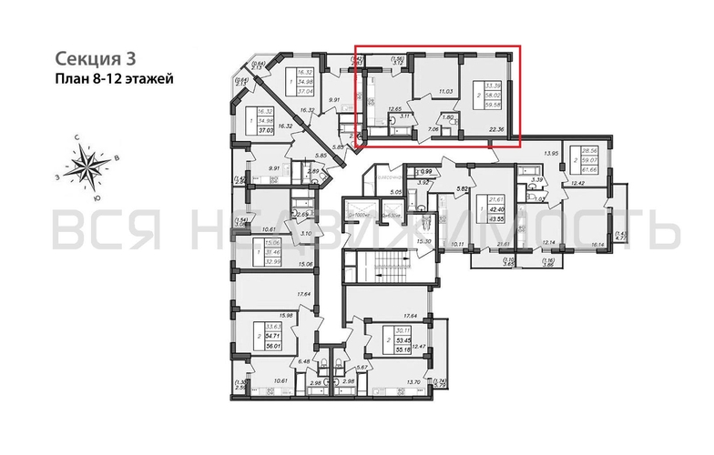 2-комнатная квартира, 59.58кв.м - изображение 1
