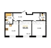 2-комнатная квартира, 55.01кв.м - изображение 1