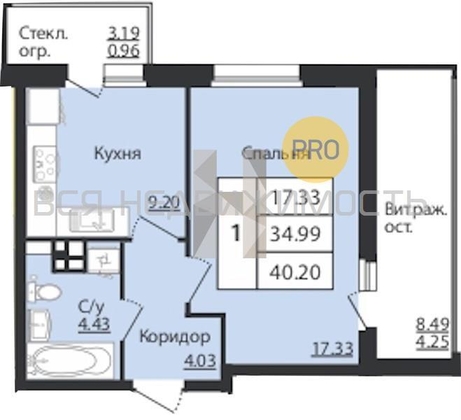 3-комнатная квартира, 40.2кв.м 3-комнатная квартира, 40.2кв.м - изображение