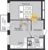 1-комнатная квартира, 45.11кв.м - изображение 1