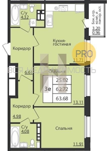 1-комнатная квартира, 63.68кв.м - изображение 0