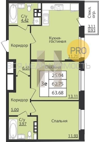 1-комнатная квартира, 63.68кв.м - изображение 0