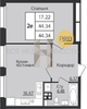 1-комнатная квартира, 44.34кв.м - изображение 1