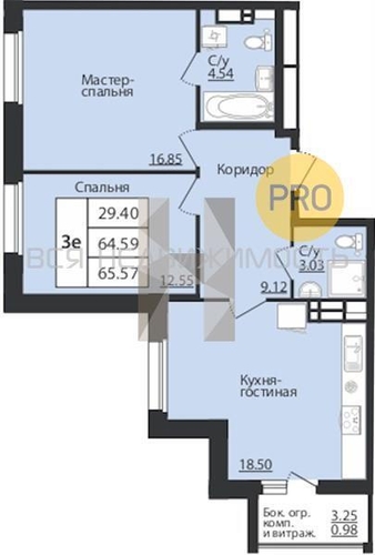 1-комнатная квартира, 65.57кв.м - изображение 0