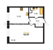1-комнатная квартира, 42.97кв.м - изображение 1