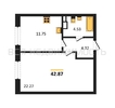 1-комнатная квартира, 42.87кв.м - изображение 1