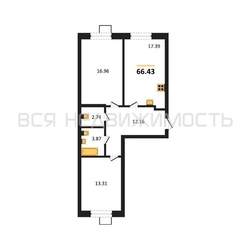 2-комнатная квартира, 66.43кв.м - изображение 1