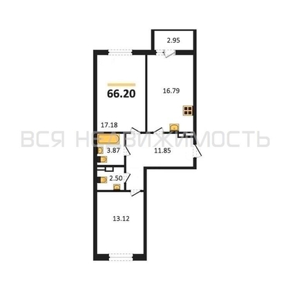 2-комнатная квартира, 66.2кв.м - изображение