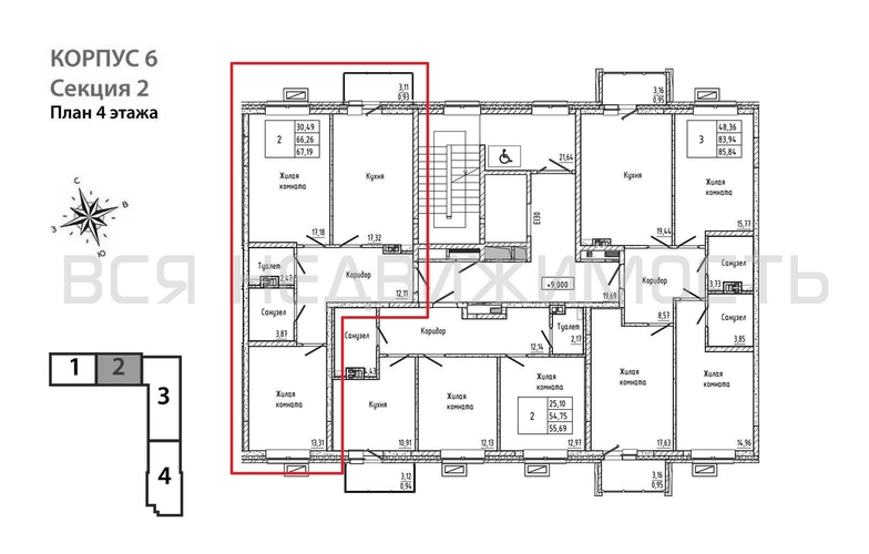 2-комнатная квартира, 67.19кв.м - изображение 1