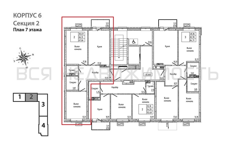 2-комнатная квартира, 67.06кв.м - изображение 1