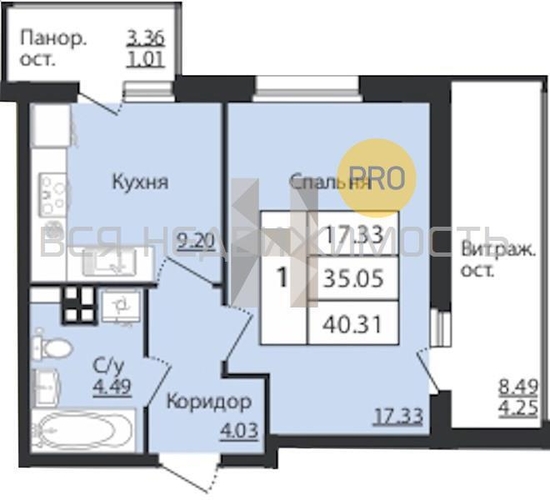 3-комнатная квартира, 40.31кв.м - изображение 0