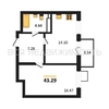 1-комнатная квартира, 43.29кв.м - изображение 1 1-комнатная квартира, 43.29кв.м - изображение 1