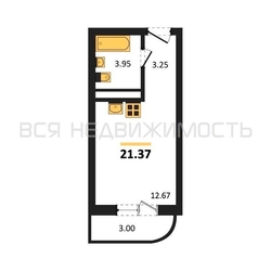 квартира-студия, 21,37кв.м. квартира-студия, 21,37кв.м. - изображение 1