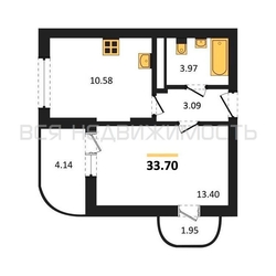1-комнатная квартира, 33.7кв.м - изображение 1