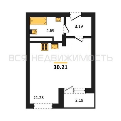 квартира-студия, 30,21кв.м. - изображение